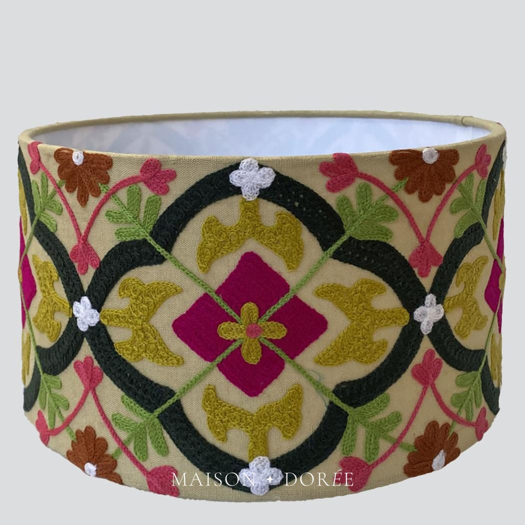 Mosaic Cotton Drum Shade Pink / Mustard Multi