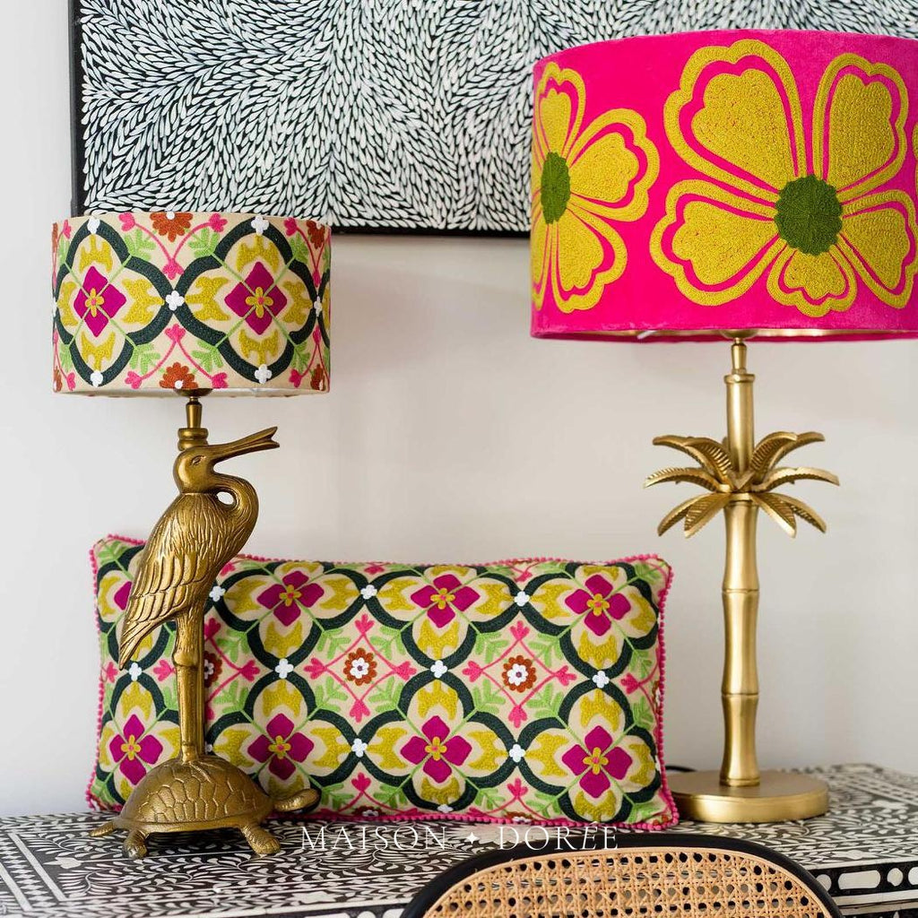 Mosaic Cotton Drum Shade Pink / Mustard Multi