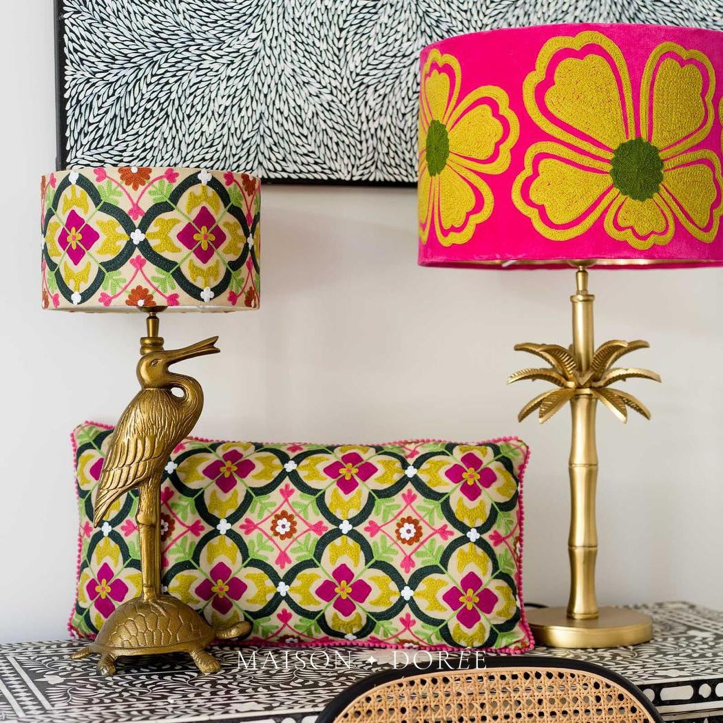 Mosaic Cotton Drum Shade Pink / Mustard Multi