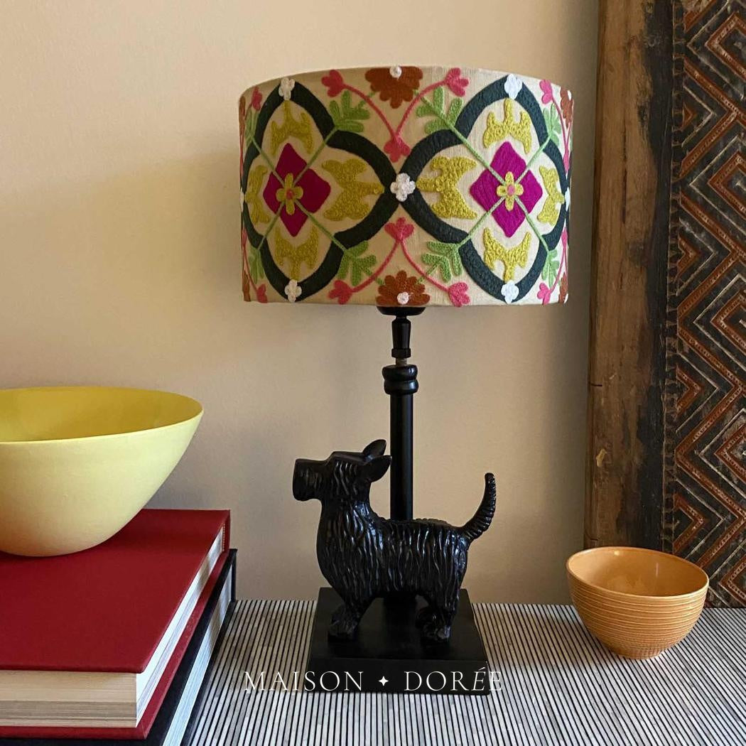 Mosaic Cotton Drum Shade Pink / Mustard Multi