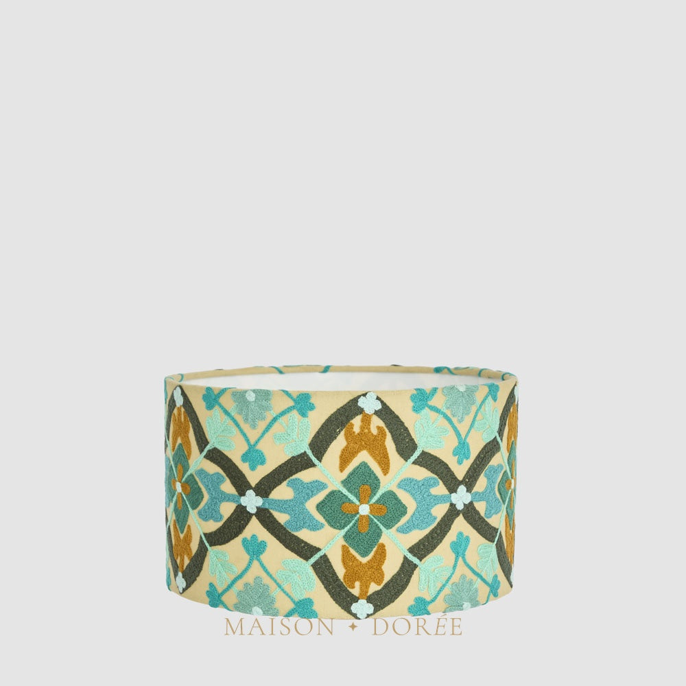 Mosaic Cotton Drum Shade Turquoise Multi