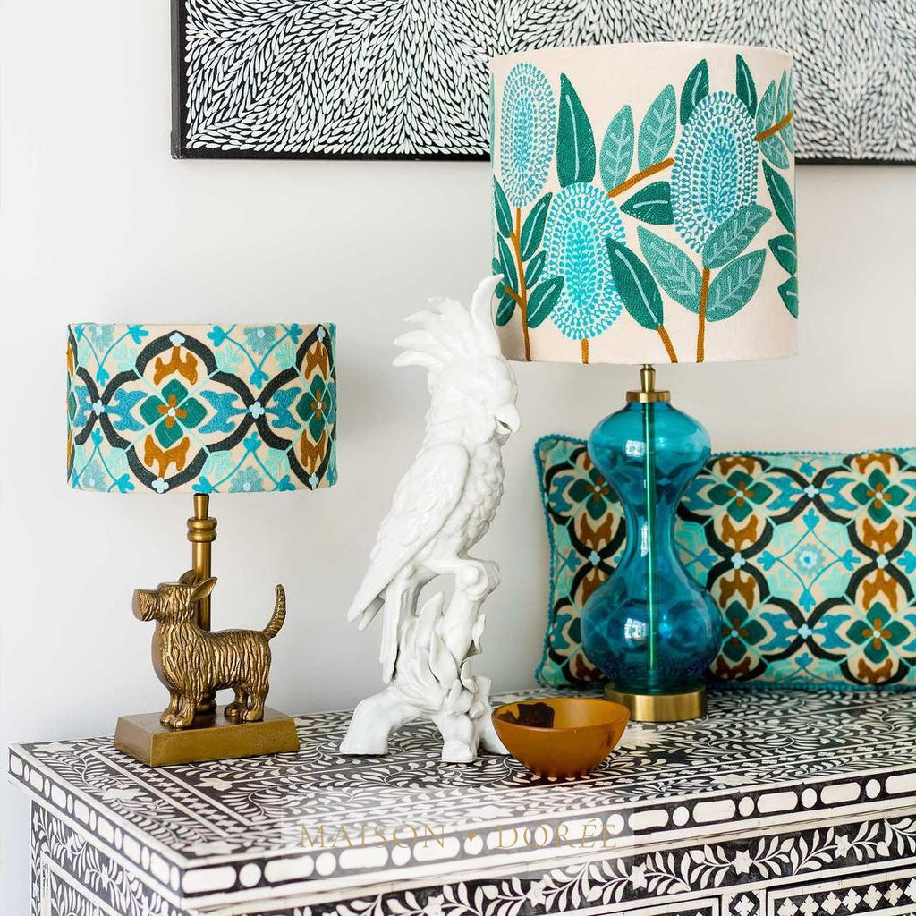 Mosaic Cotton Drum Shade Turquoise Multi