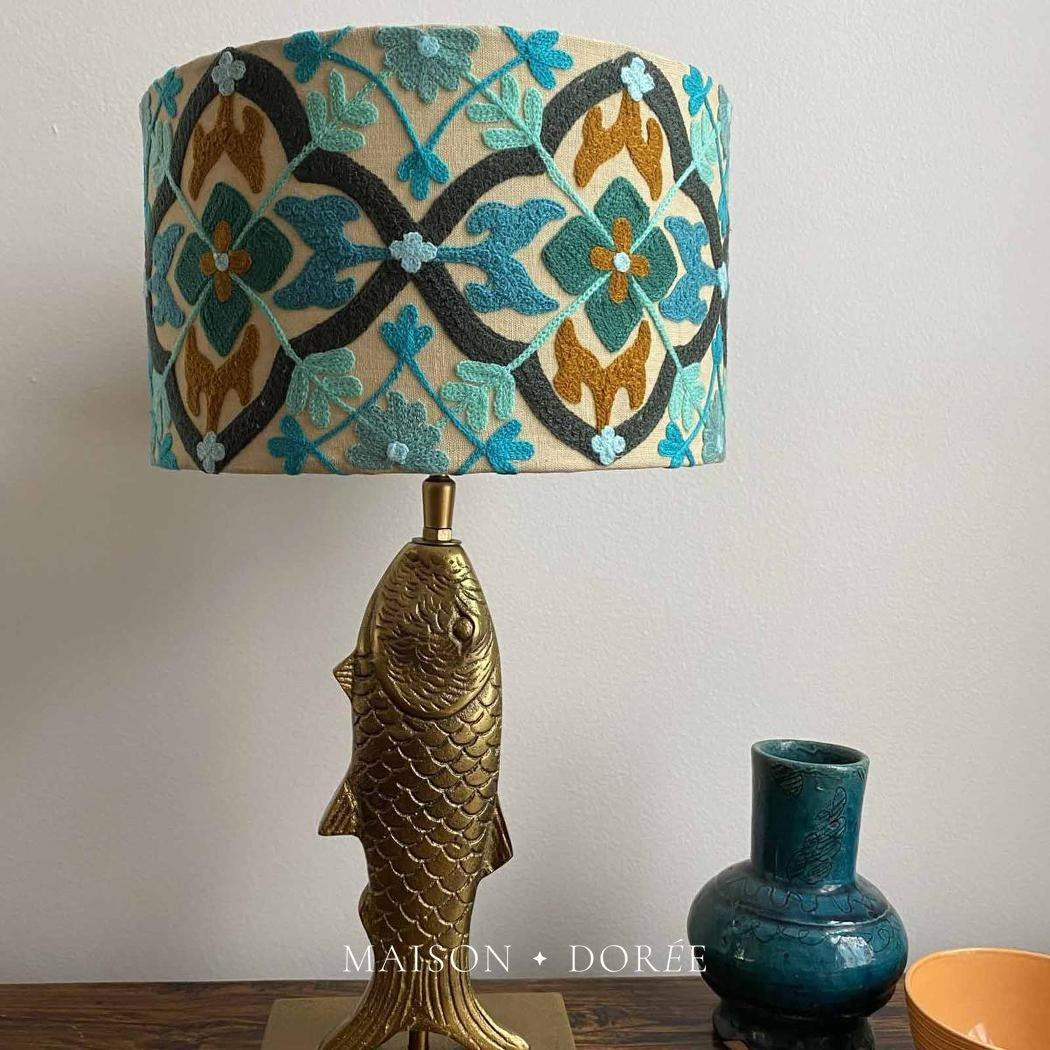 Mosaic Cotton Drum Shade Turquoise Multi