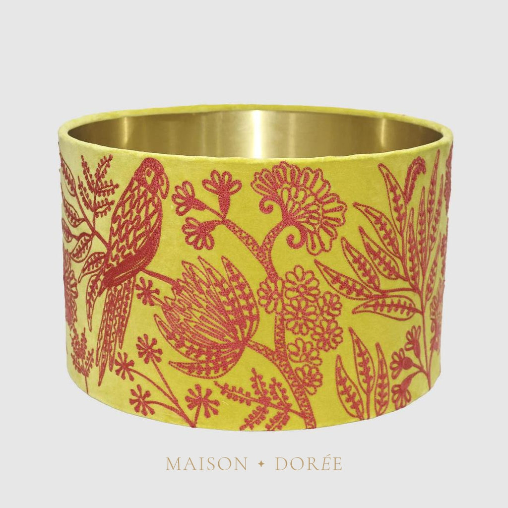 Jungle Bird Drum Shade Large Yellow & Fuchsia