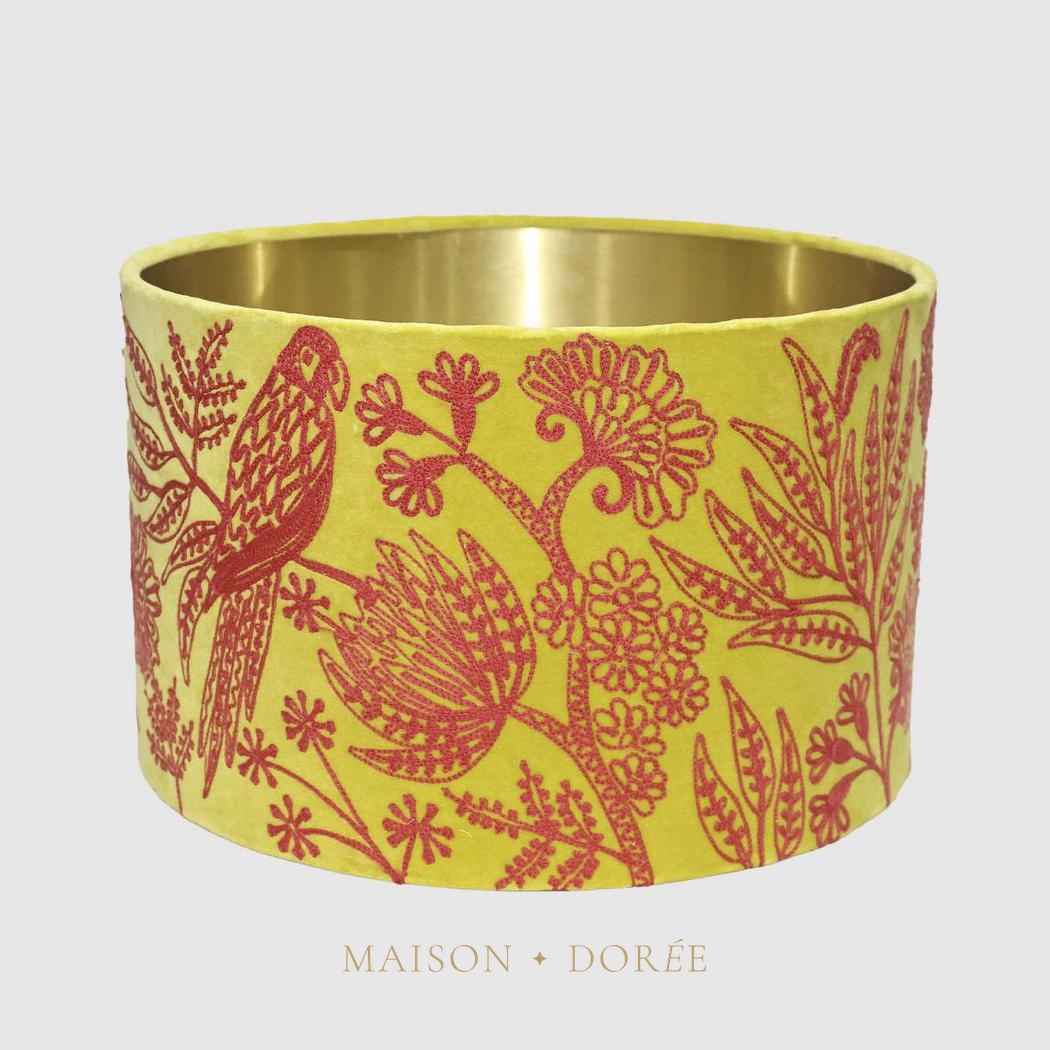 Jungle Bird Drum Shade Large Yellow & Fuchsia