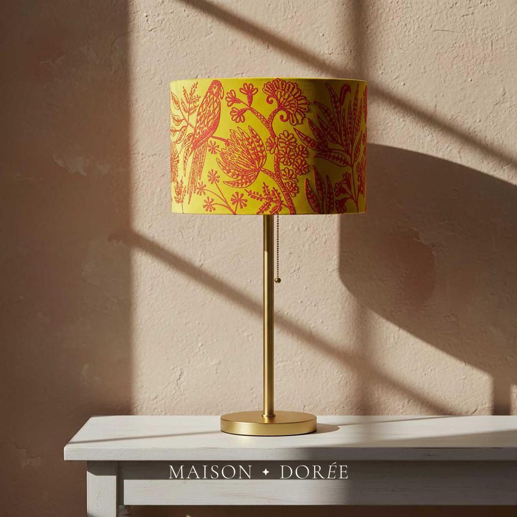 Jungle Bird Drum Shade Large Yellow & Fuchsia