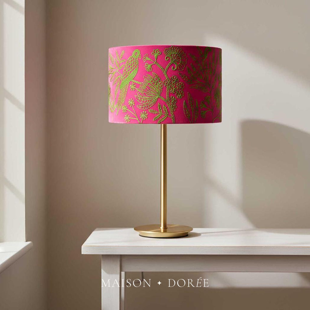 Jungle Bird Drum Shade 40x25cm Pink & Green