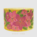 Pink Frangipani Drum Shade 40x25cm Yellow