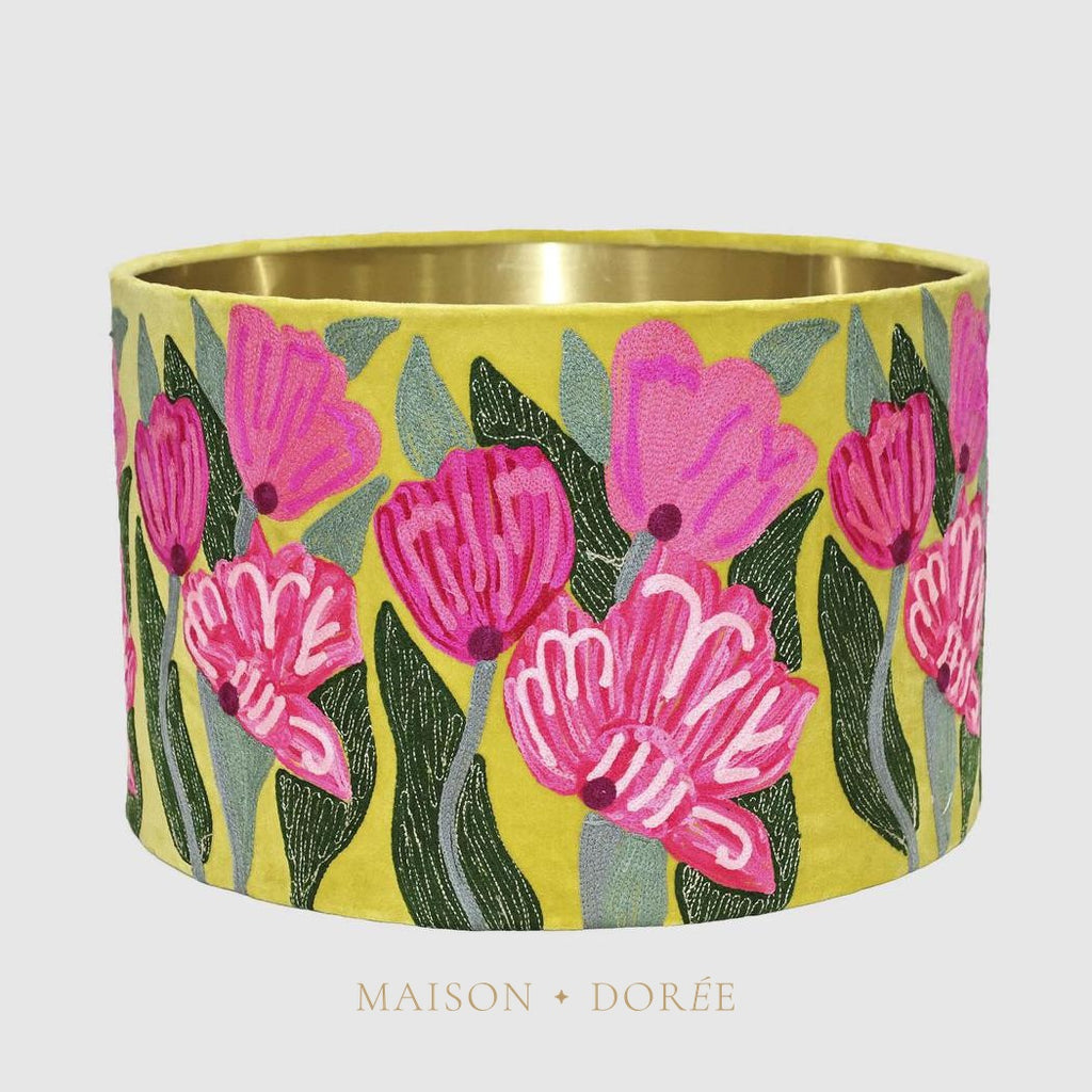 Lotus Flower Drum Shade 40x25cm Yellow