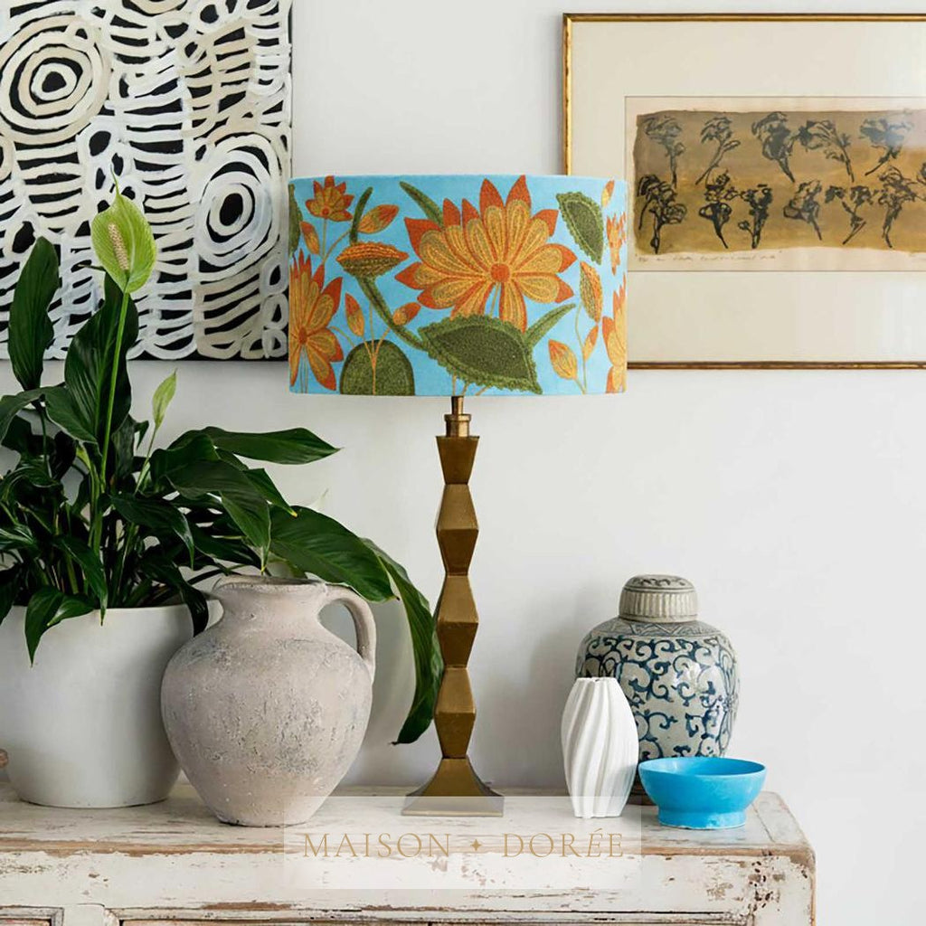 Sunflower Drum Shade 40x25cm Aqua
