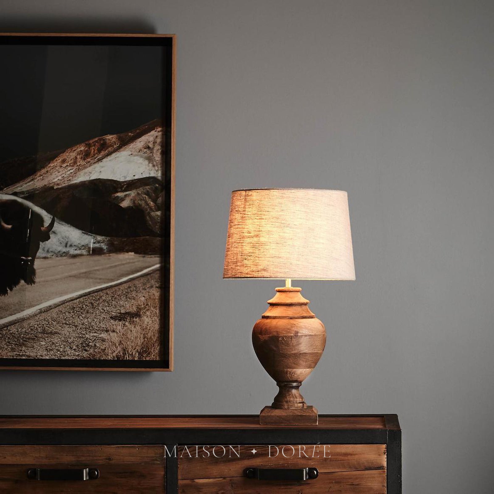 Amphora Table Lamp Base Small Dark Natural- Base Only