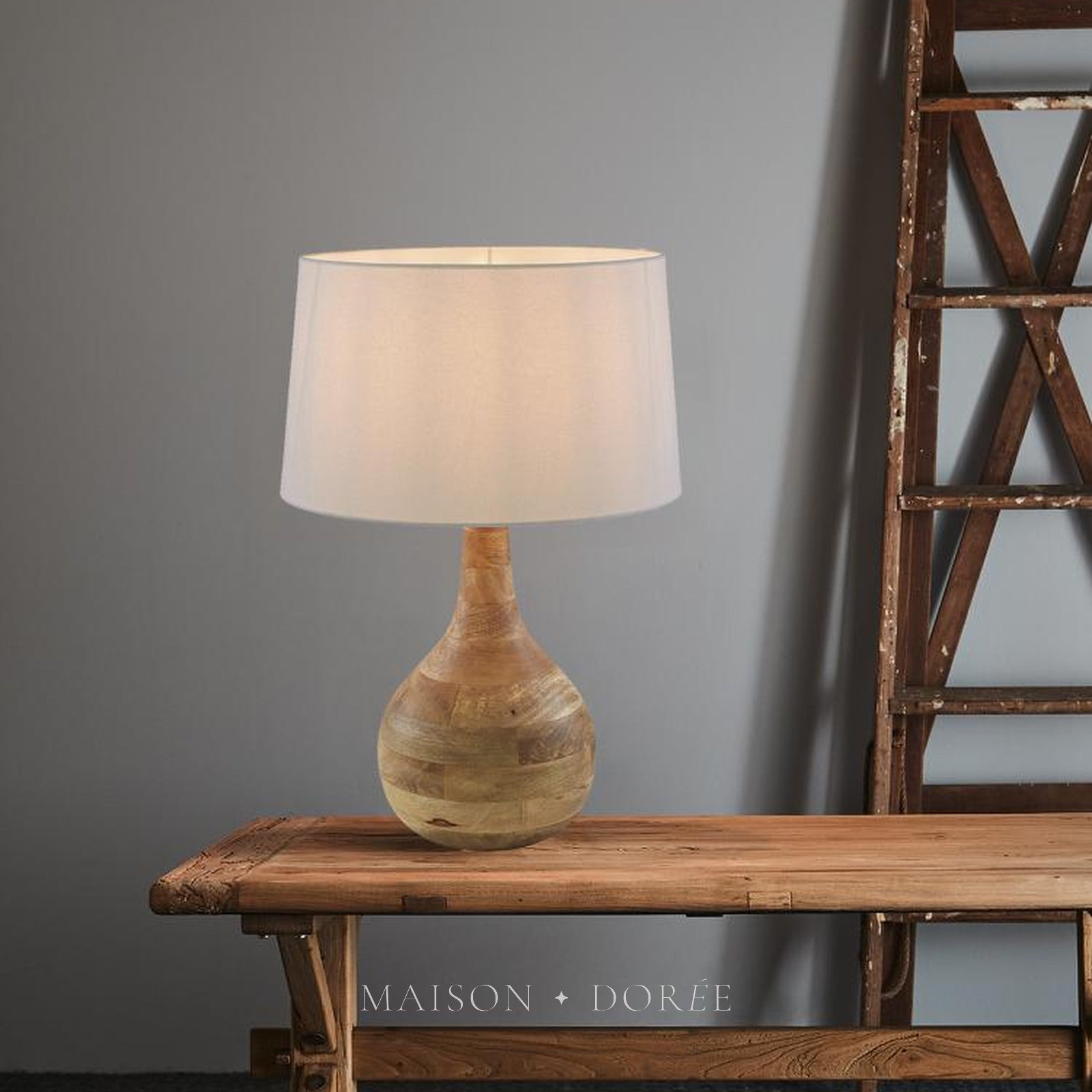 Sarod Table Lamp Base Dark Natural- Base Only